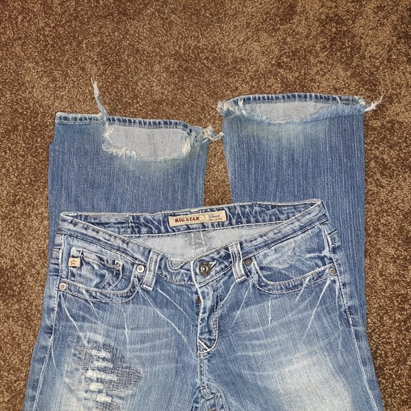 💥 Big Star Sweet Ultra-Low Rise Embroidered Flap Pocket Jeans 28R - Picture 10 of 16